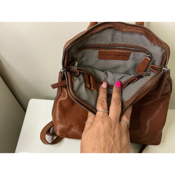 Spikes & Sparrow Brown Leather Backpack Convertible Shoulder Bag Buckle Detail main image 8